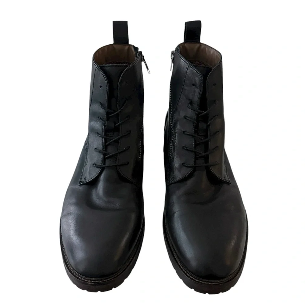 Aston Grey Marambio Black Leather Boots Sz 12
